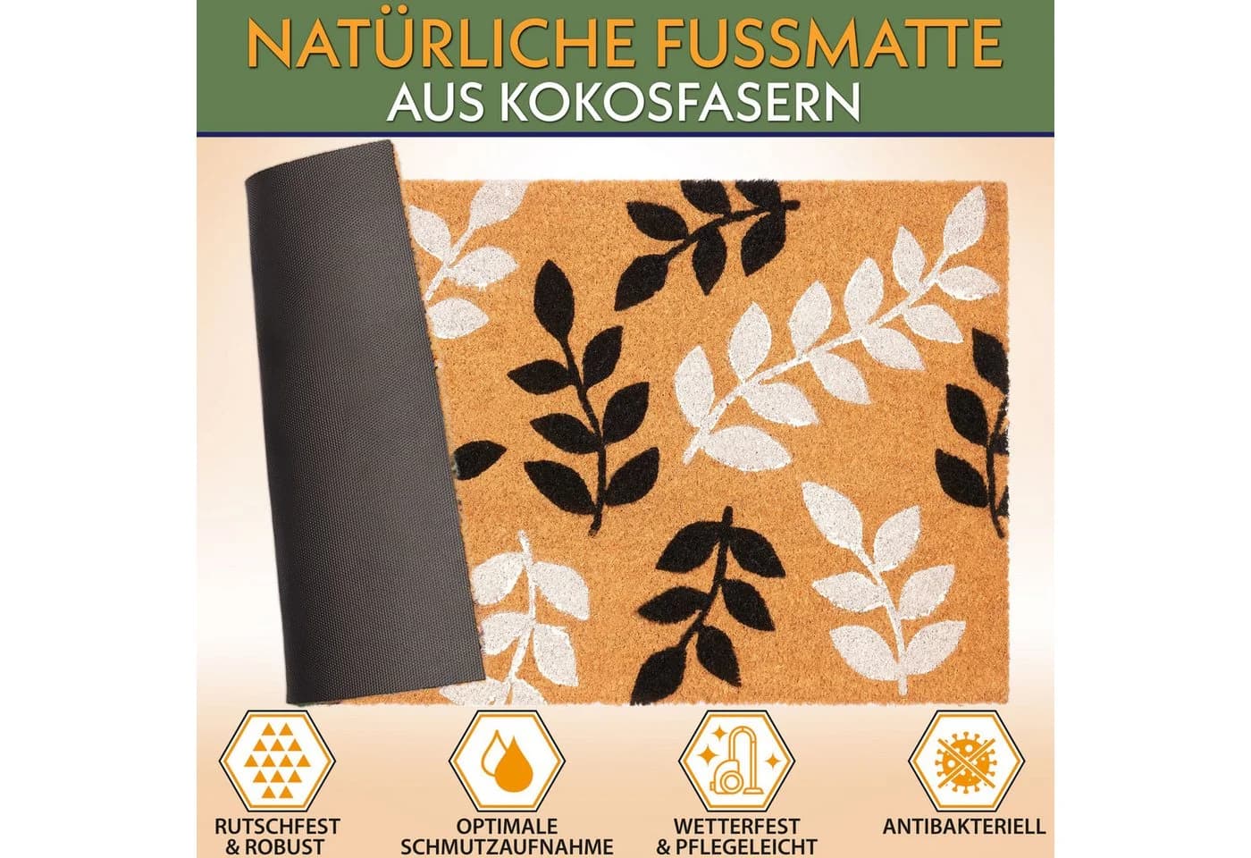 BRUBAKER Fußmatte Blumen und Pflanzen 45x75 cm Kokos