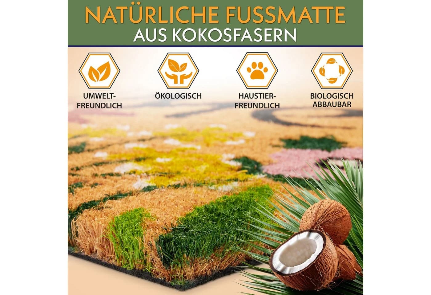 BRUBAKER Fußmatte Blumen und Pflanzen Bunt Kokos - Bild 4