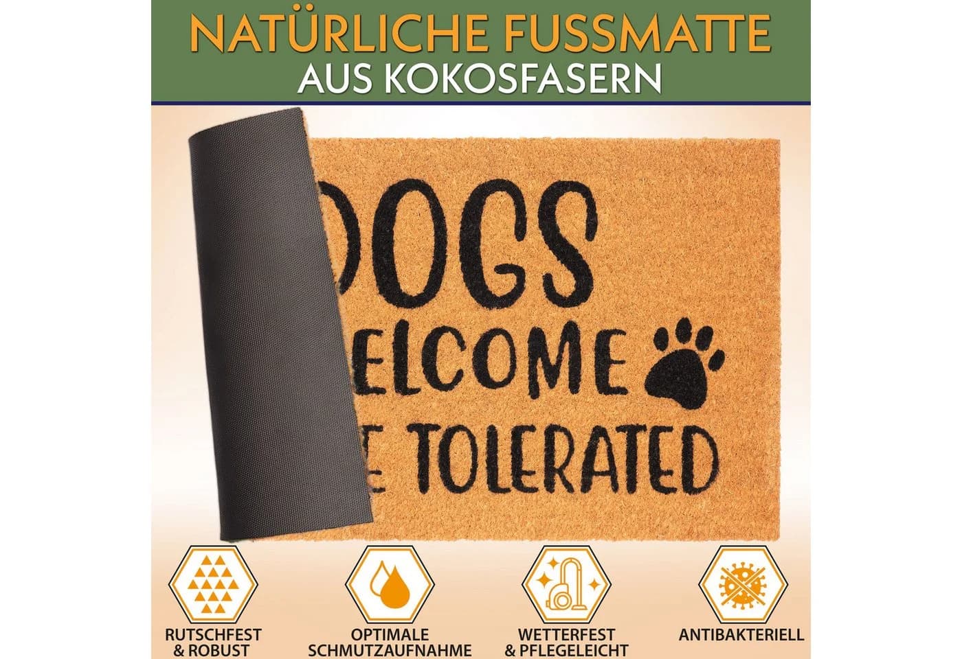 BRUBAKER Fußmatte Dogs Welcome Braun Kokos