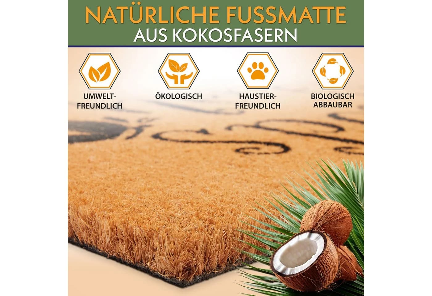 BRUBAKER Fußmatte Herein Spaziert Kokos Schmutzfangmatte Braun - Bild 4