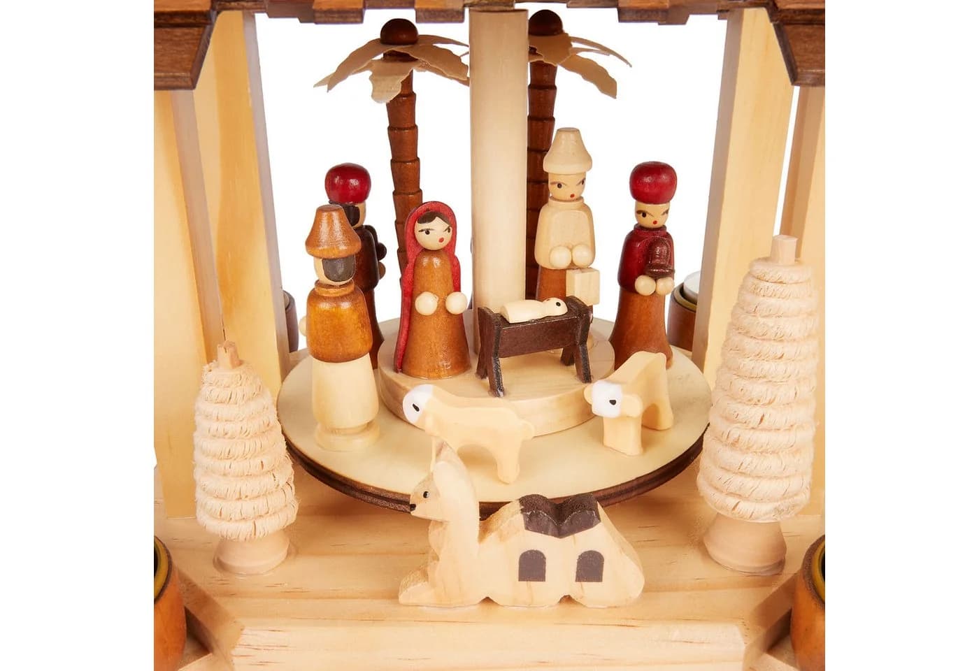 BRUBAKER Weihnachtspyramide 28 cm Holzpyramide Krippe mit Jesus, Maria, Josef und Betlehem Stern - Bild 4