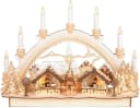 BRUBAKER LED Lichterbogen Schwibbogen mit LED Kerzen - Weihnachtsmarkt - Holz Natur - Handbemalte Weihnachtsdeko Bild 1