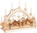 BRUBAKER LED Lichterbogen Schwibbogen mit LED Kerzen - Weihnachtsmarkt - Holz Natur - Handbemalte Weihnachtsdeko Bild 2