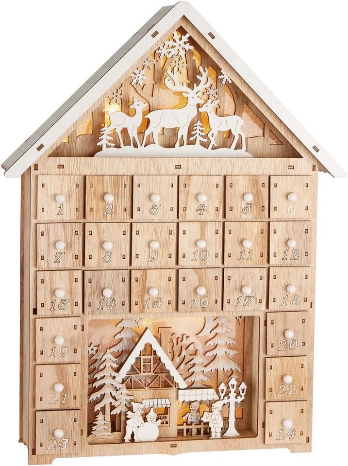BRUBAKER befüllbarer Adventskalender 40 cm Holz LED Beleuchtung - Bild 2