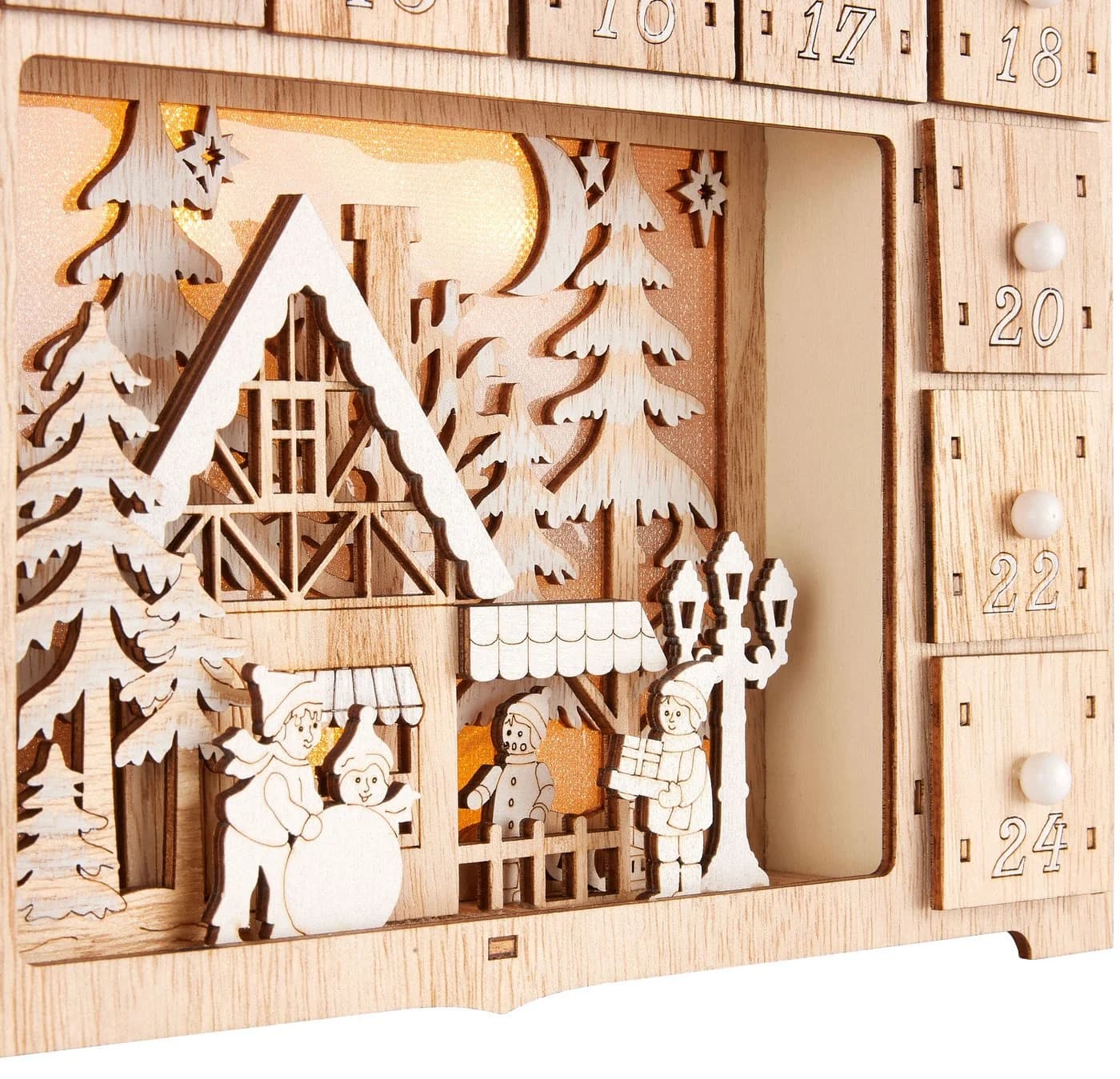 BRUBAKER befüllbarer Adventskalender 40 cm Holz LED Beleuchtung - Bild 3