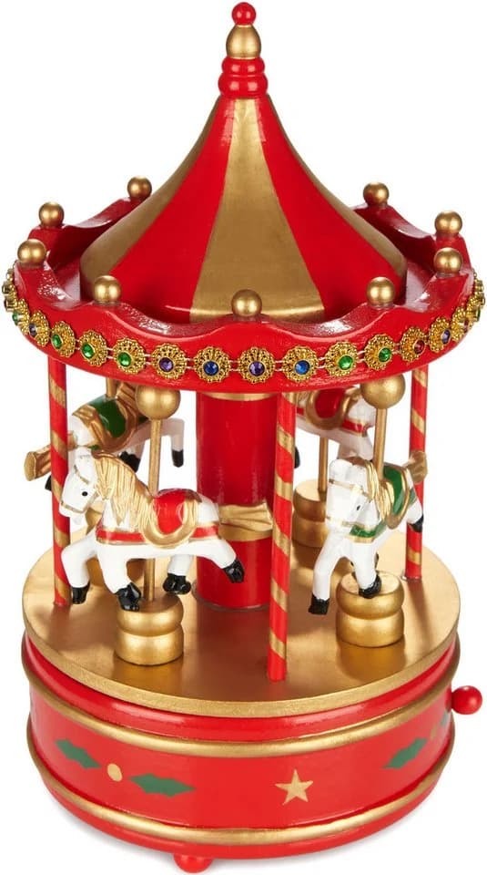 BRUBAKER Spieluhr Holz Nostalgie Karussell Jingle Bells