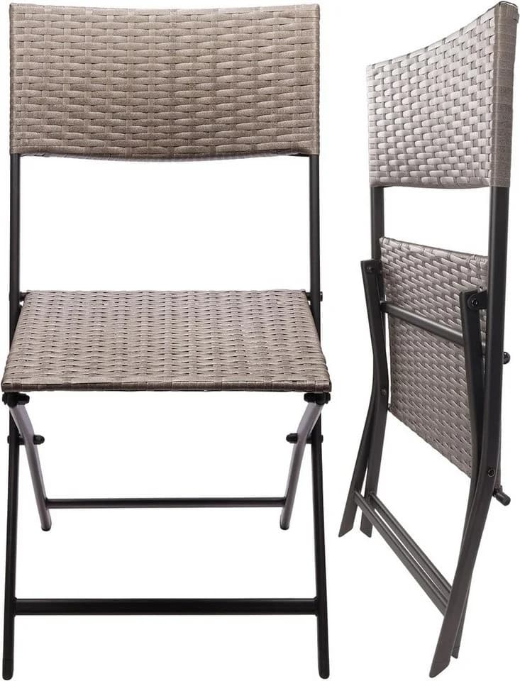 BRUBAKER Balkonset Toskana 3-tlg. Braun Grau Polyrattan Klappbar - Bild 4