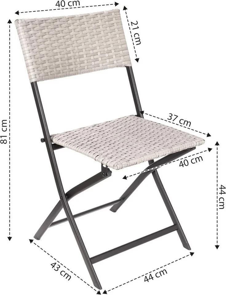 BRUBAKER Balkonset Lugano Polyrattan Wetterfest Klappbar