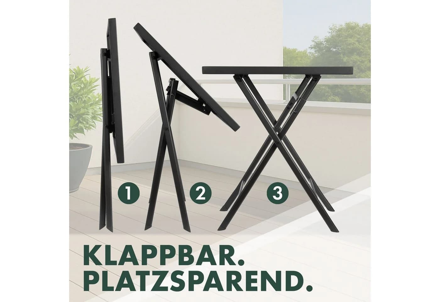 BRUBAKER Gartentisch Bergamo Beige/Grau Metall Klappbar - Bild 4
