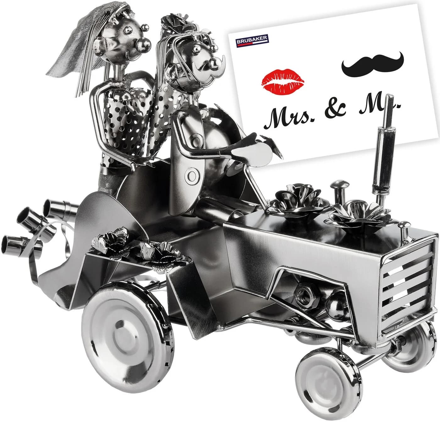 BRUBAKER Hochzeitspaar auf Traktor Metall Skulptur Dekofigur Hochzeit - Bild 2