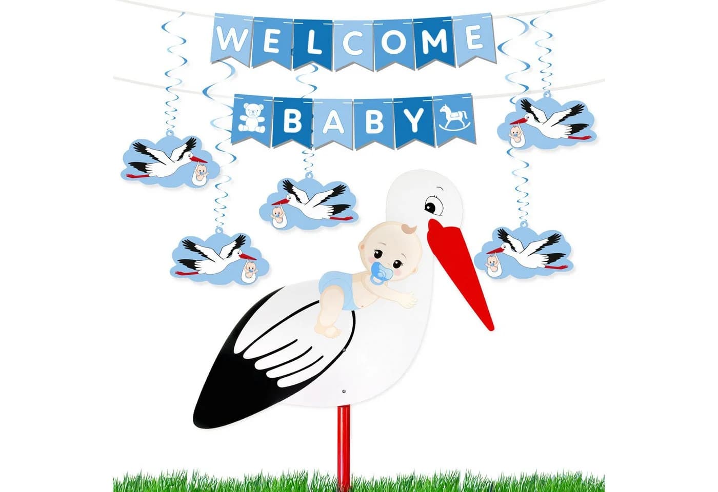 BRUBAKER Baby Girlande Welcome + Großer Storch Holz - Bild 2