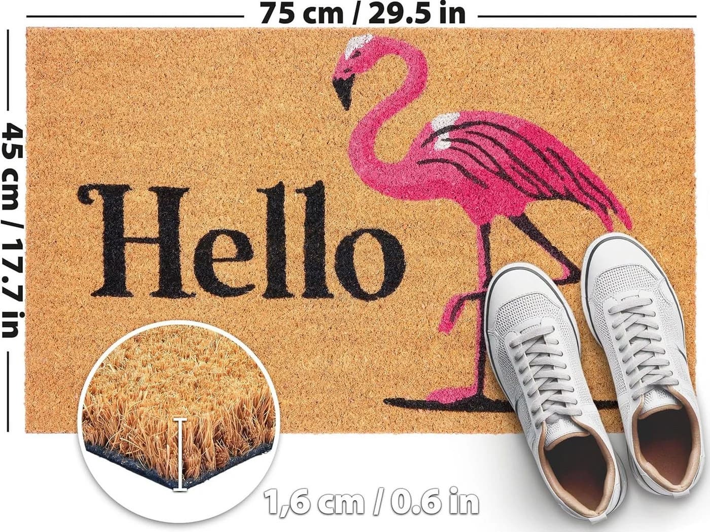 BRUBAKER Fußmatte Hello Flamingo Braun Rosa Rutschfest - Bild 5