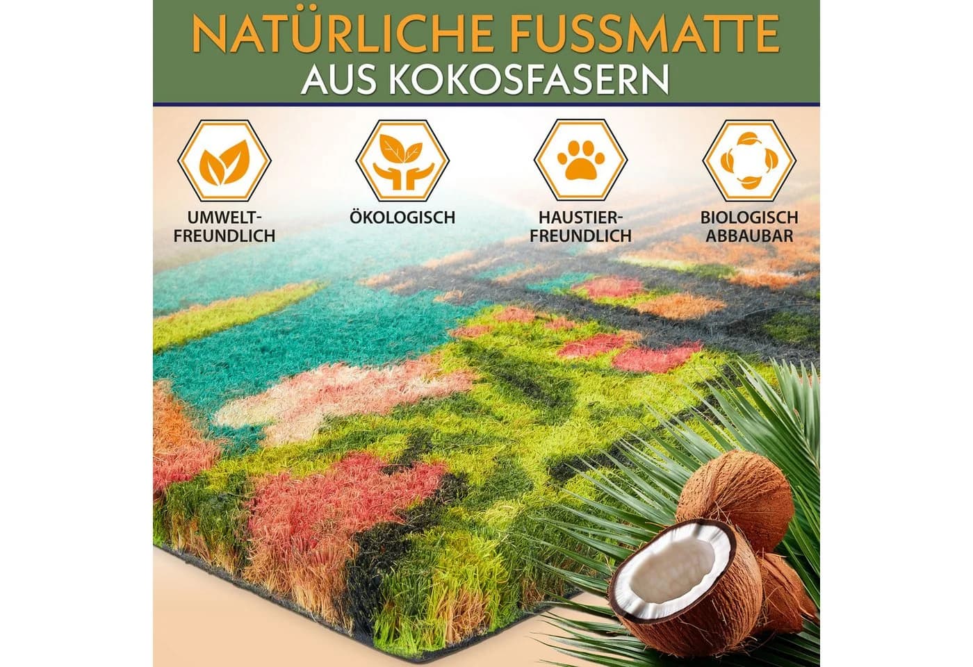 BRUBAKER Fußmatte Hund und Katze auf Bank vor Bergsee mit Blumen - Schmutzfangmatte - Bild 5