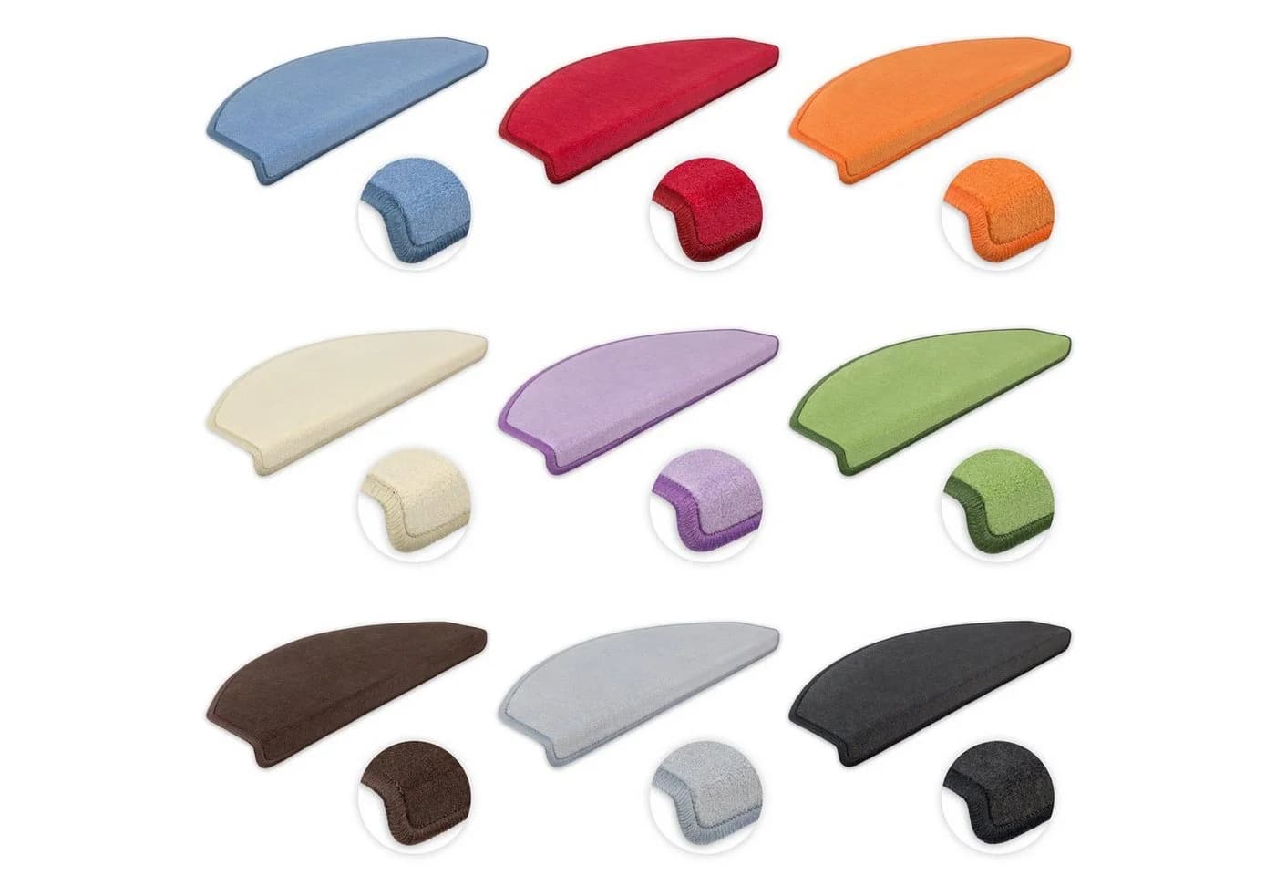 Metzker® Stufenmatte Vorwerk Uni Velours Grau Halbrund 15er Set - Bild 5
