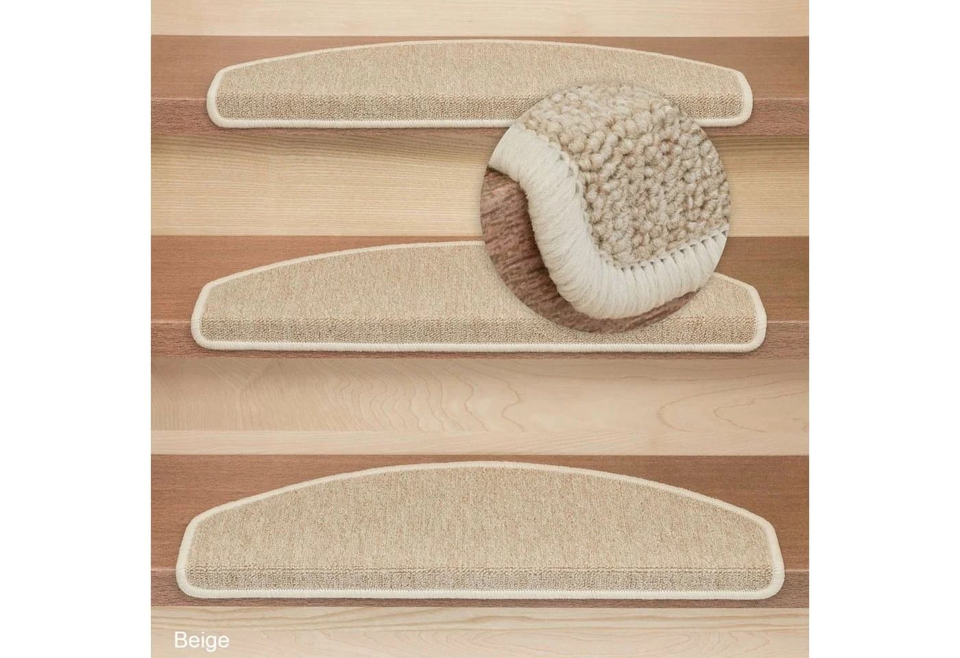 Metzker® Stufenmatte Rambo Halbrund Beige/Braun Polypropylen