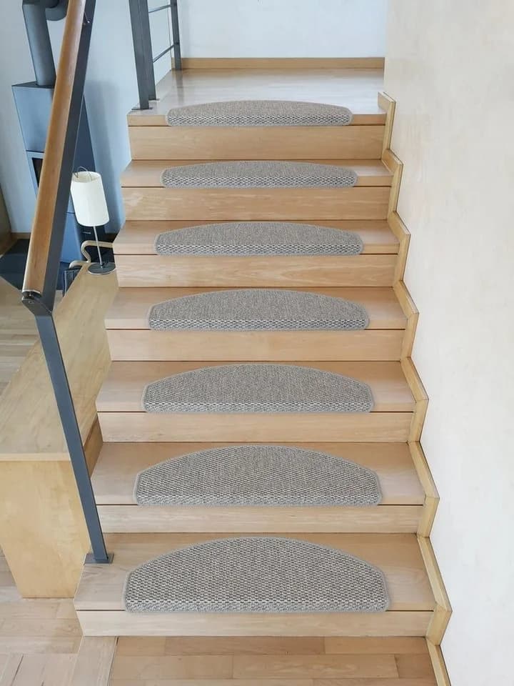 Metzker Stufenmatte Göteborg Halbrund Grau Sisal-Optik 15er Set