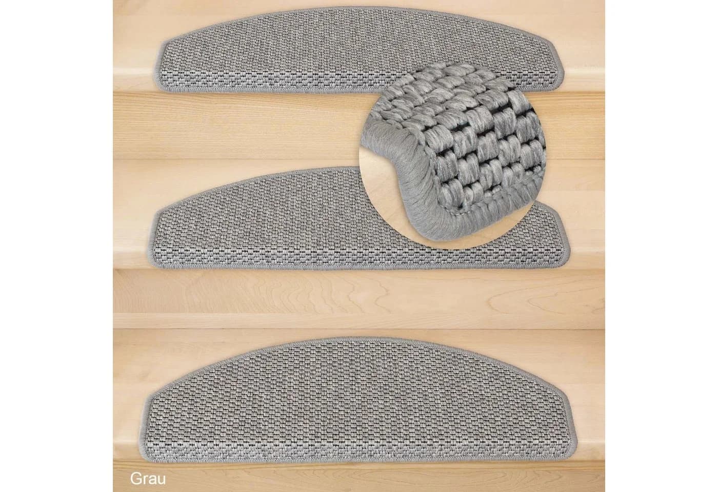 Metzker Stufenmatte Göteborg Halbrund Grau Sisal-Optik 15er Set - Bild 3