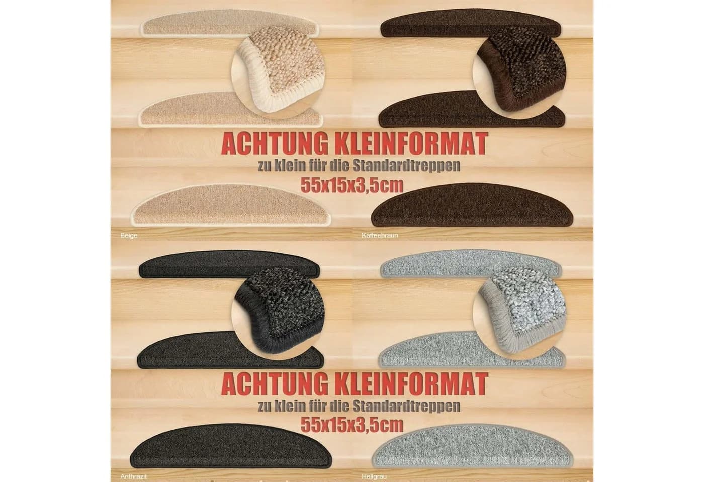 Metzker® Stufenmatte Rambo Halbrund 15-tlg. Set Beige - Bild 5