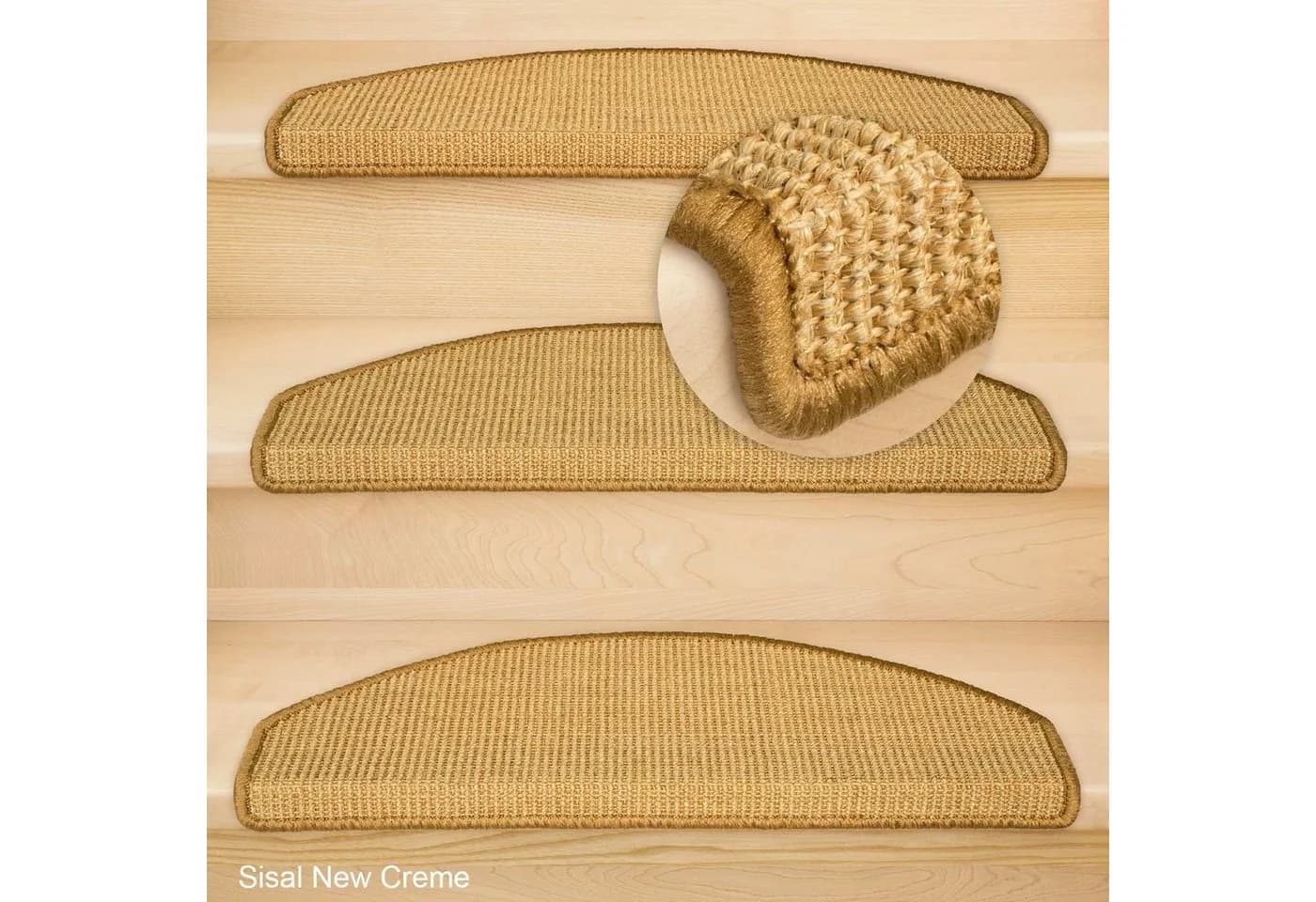 Metzker® Sisal Stufenmatte Halbrund Creme Pflegeleicht