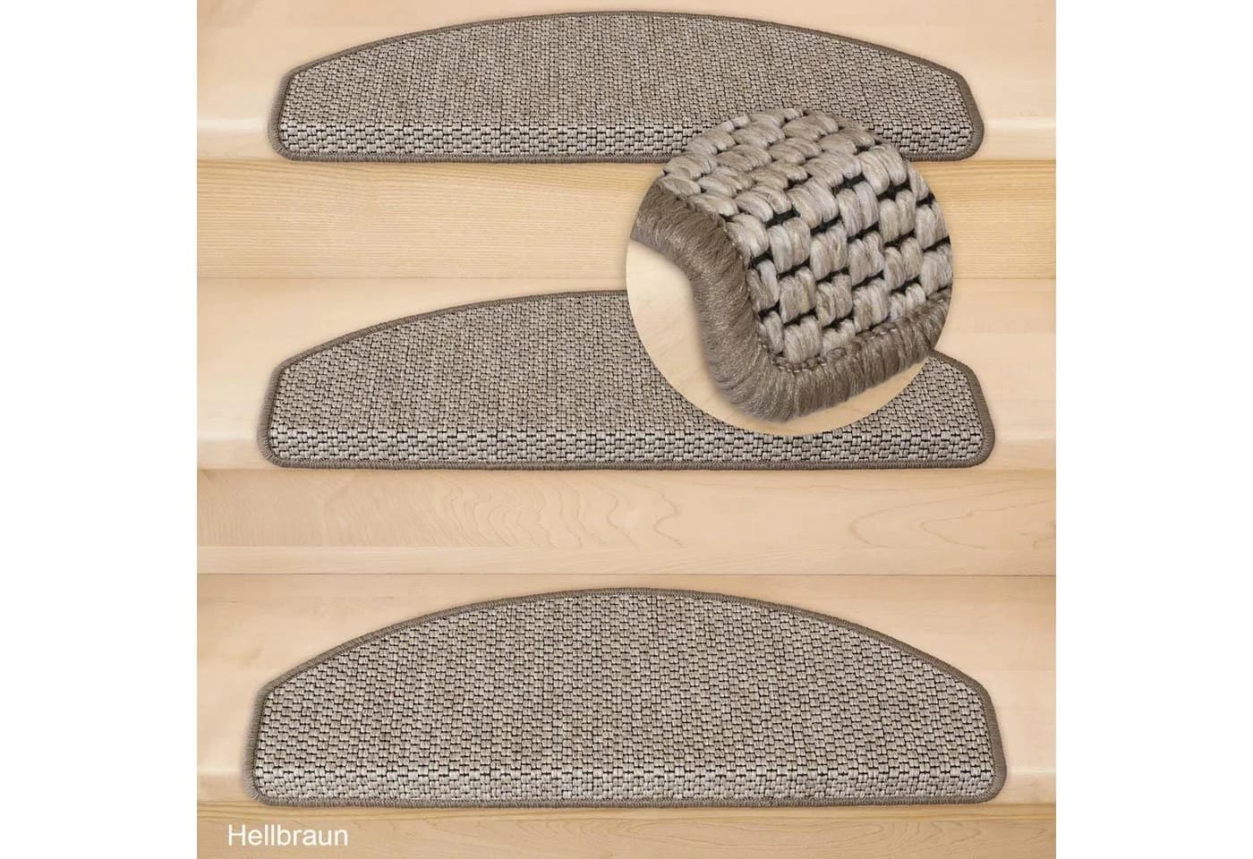 Metzker® Stufenmatte Göteborg Halbrund Hellbraun Sisal-Optik - Bild 4