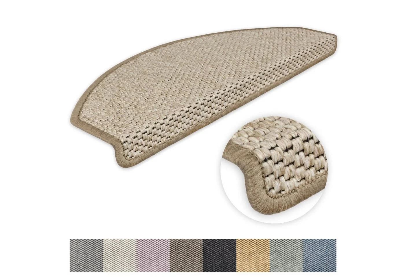 Metzker® Stufenmatte Göteborg Halbrund Hellbraun Sisal-Optik 15 Stück - Bild 2