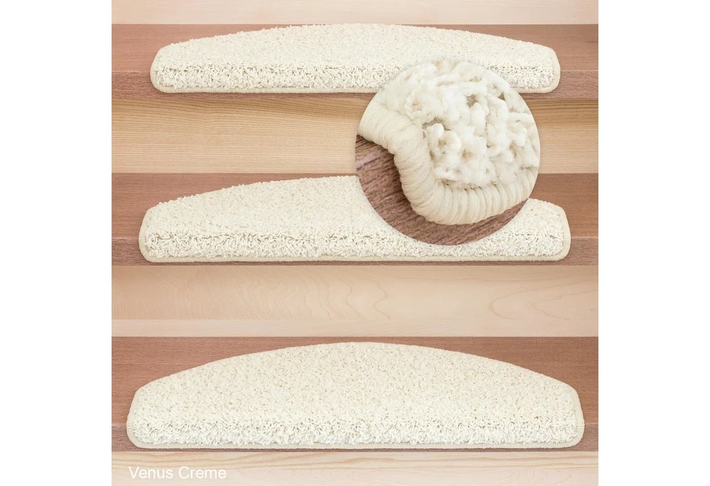 Metzker® Stufenmatte Shaggy Venus Halbrund Creme