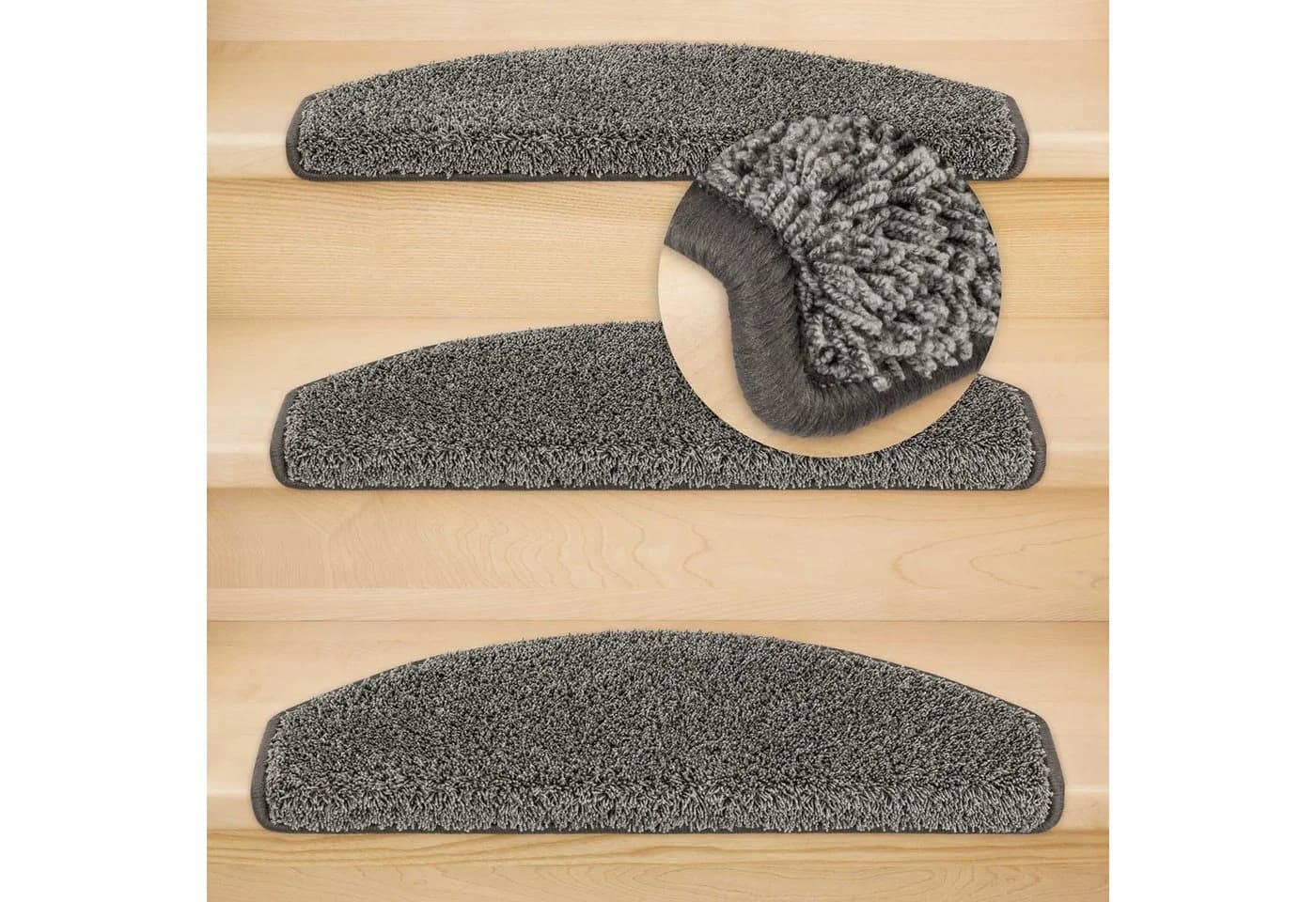 Metzker® Stufenmatte Shaggy Emphoria Halbrund Dunkelgrau 15er Set - Bild 3