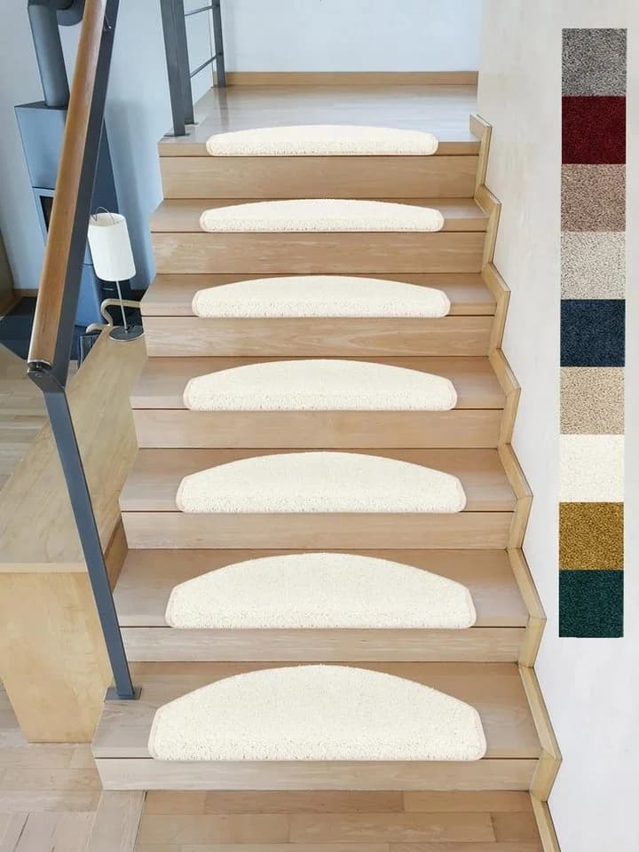 Metzker® Shaggy Stufenmatten Set 15-tlg. Halbrund Creme