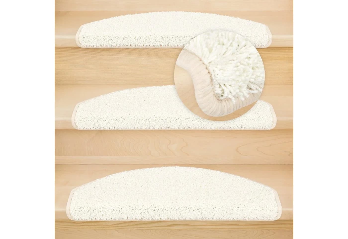 Metzker® Shaggy Stufenmatten Set 15-tlg. Halbrund Creme - Bild 3