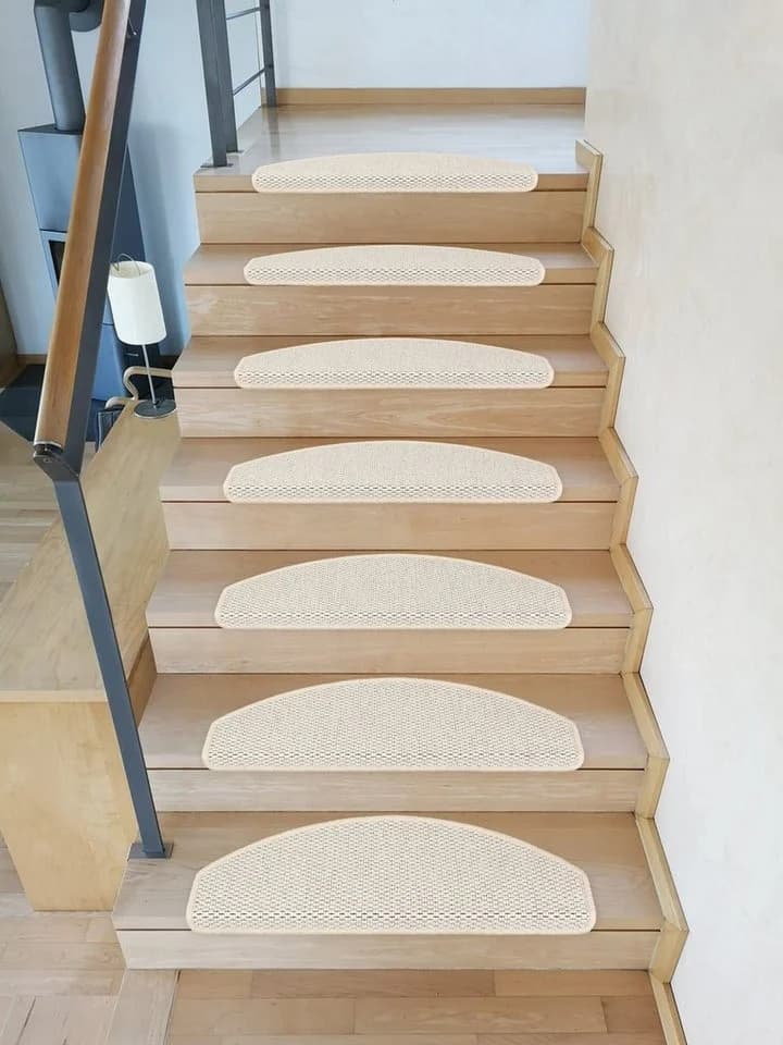 Metzker® Stufenmatte Göteborg Halbrund Hellbeige Sisal-Optik