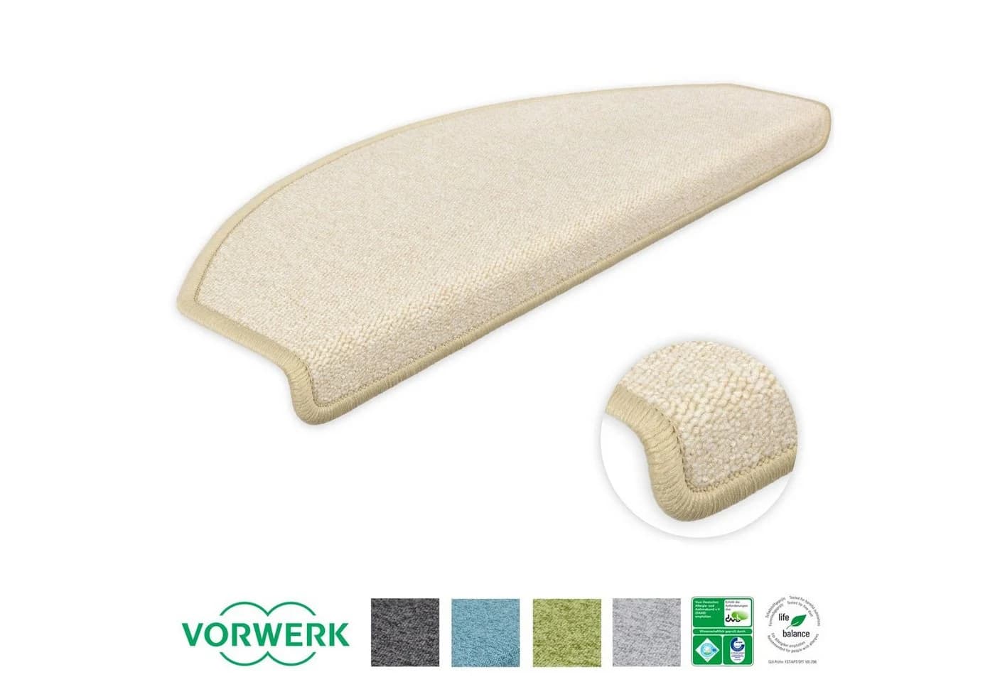 Metzker® Stufenmatte Vorwerk Durango Halbrund Hellbeige 15 Stück - Bild 2