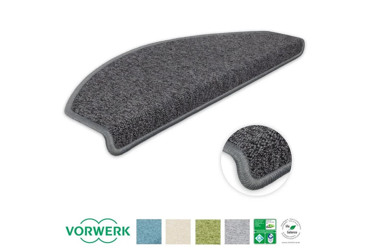 Metzker Stufenmatte Vorwerk Durango Halbrund Dunkelgrau 15 Stück - Bild 2
