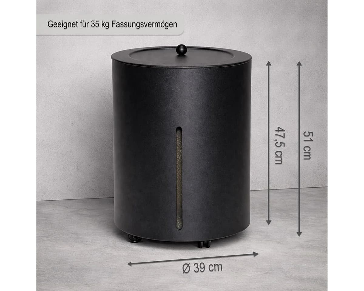 MS Beschläge Pellet-Rollcontainer Schwarz Rund mit Sichtfenster - Bild 3