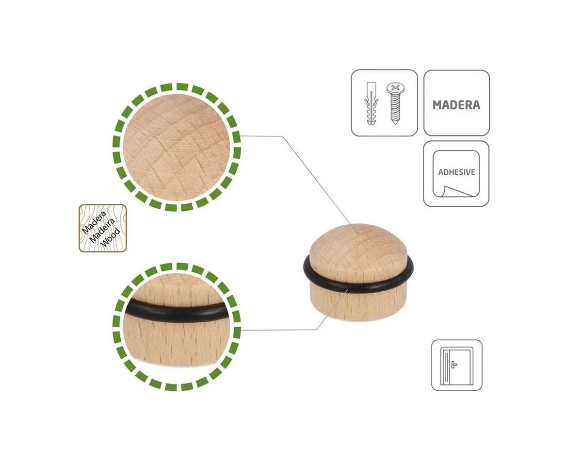 MS Beschläge Bodentürstopper Holz mit Gummiring Buche