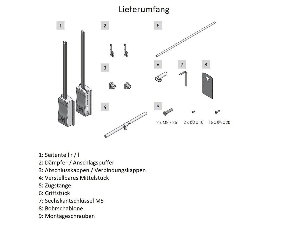 MS Beschläge Kleiderlift Stahl Weiß Schwarz Schranklift mit Dämpfung - Bild 5