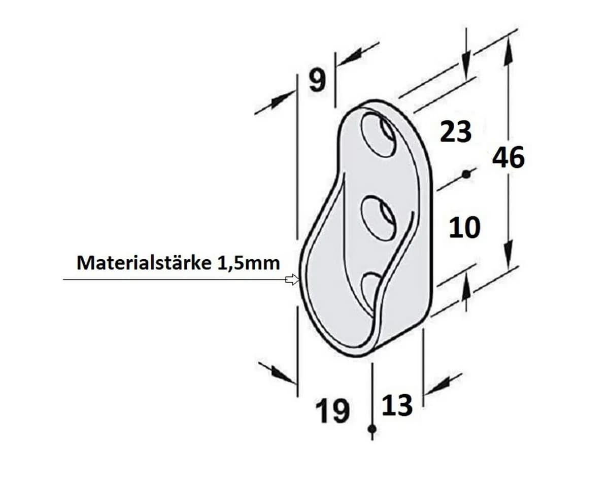 MS Beschläge Kleiderstange verchromt 30x15mm oval - Bild 5