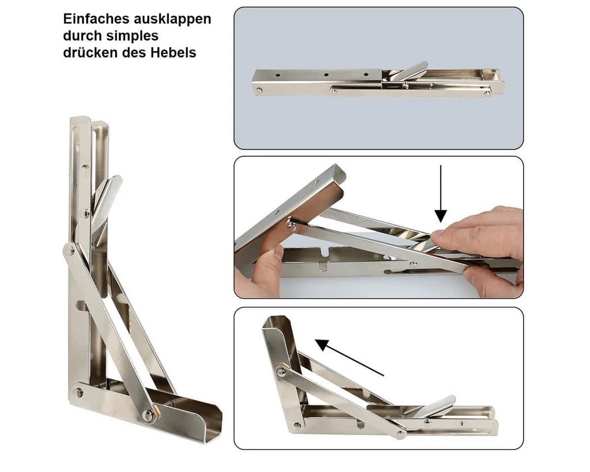 MS Beschläge Klappkonsole Weiß 90° Klappstütze Regalwinkel - Bild 4