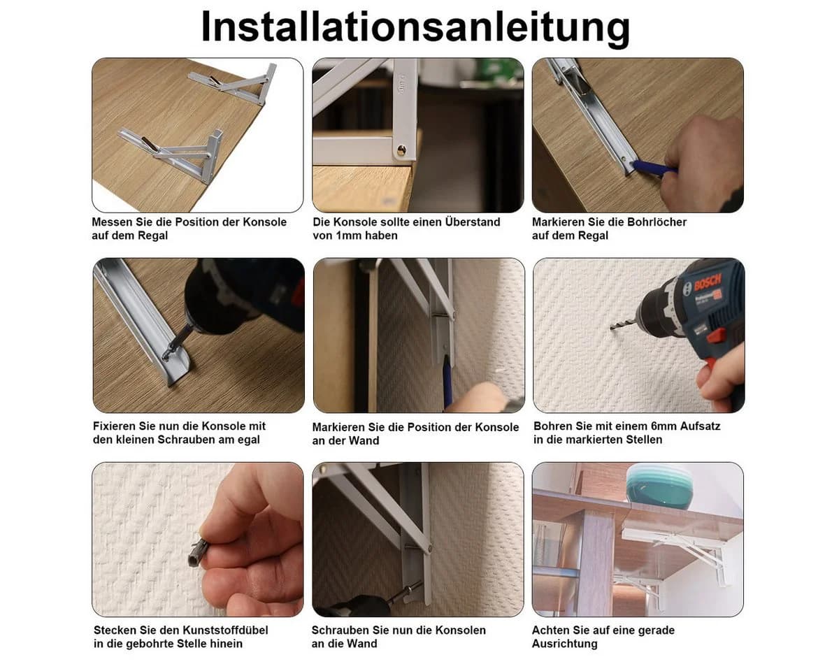 MS Beschläge Klappkonsole Weiß 90° Klappstütze Regalwinkel - Bild 5
