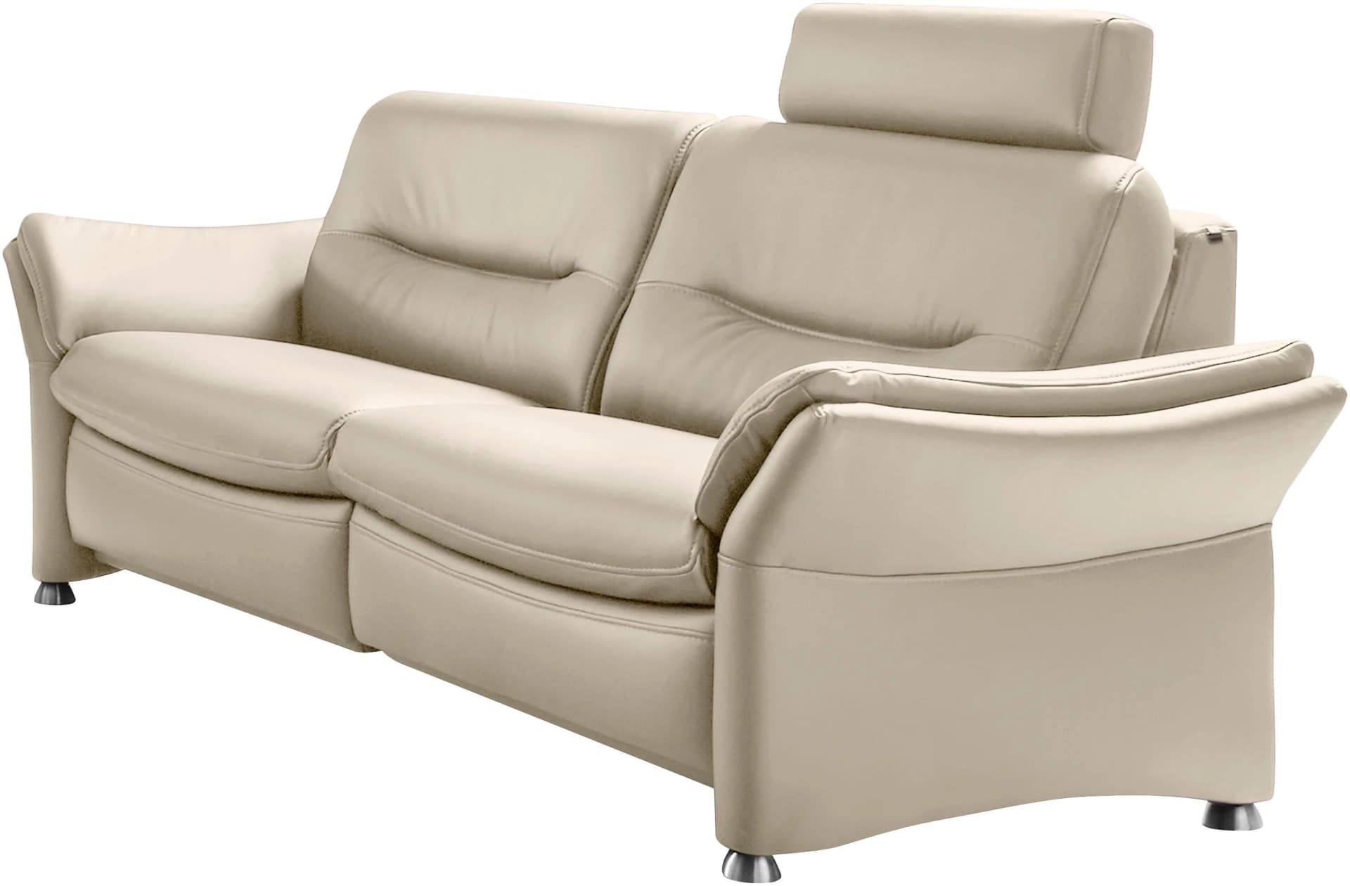 HUKLA Ledersofa 2,5-Sitzer Beige Torro ecru mit Kopfstütze