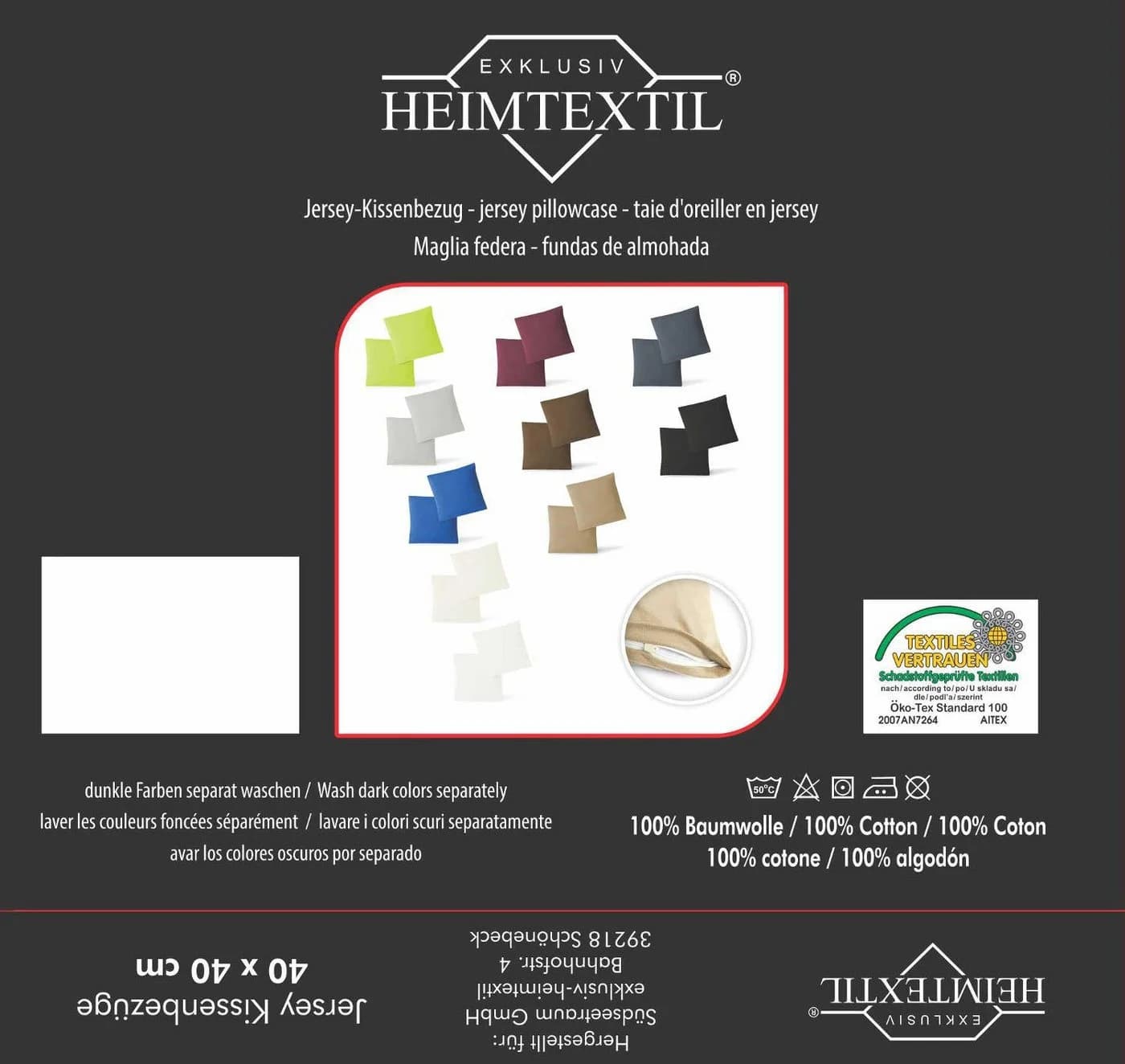 EXKLUSIV HEIMTEXTIL Kissenbezüge Jersey Grau 2er Set mit Reißverschluss - Bild 5