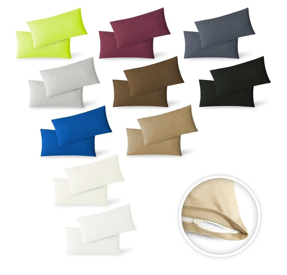 EXKLUSIV HEIMTEXTIL Kissenbezüge Jersey Kissenbezug Hülle 2 Sparpack Set mit Reißverschluss, Anthrazit