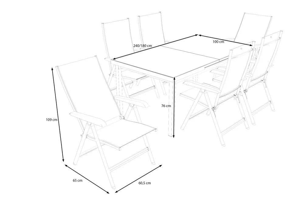 KETTLER Garten-Essgruppe mit Ausziehtisch und 6 Klappstühlen - Bild 5