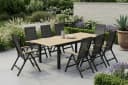 OUTFLEXX Garten-Essgruppe 9-tlg. Schwarz Aluminium & Teak Bild 4