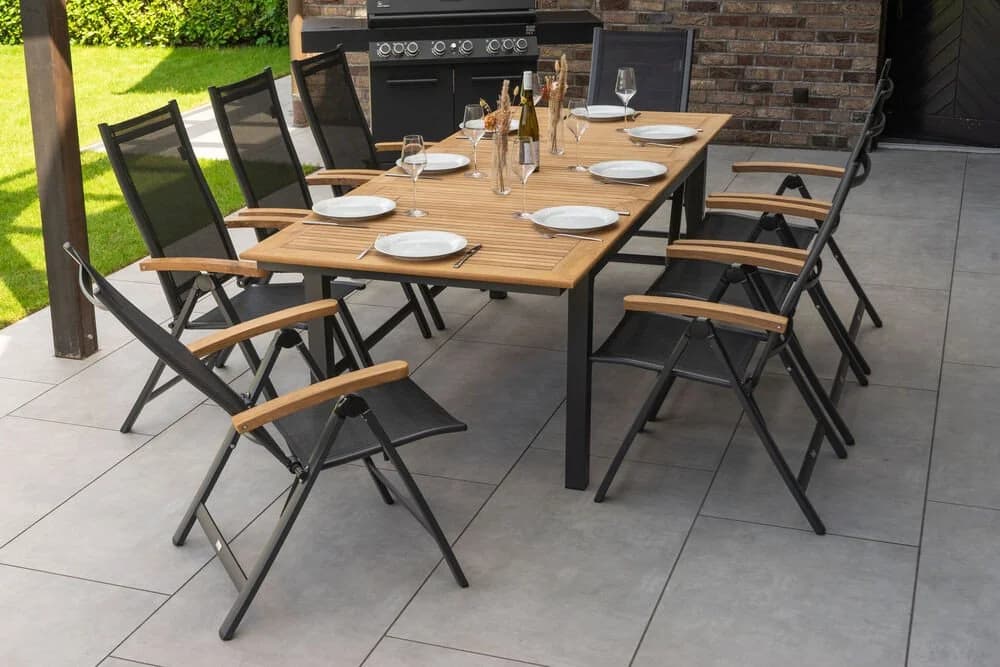 OUTFLEXX Garten-Essgruppe 9-tlg. Schwarz Aluminium & Teak - Bild 5