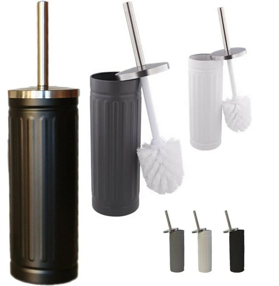 Riyashop WC-Garnitur Industriedesign Edelstahl Schwarz/Grau/Weiß