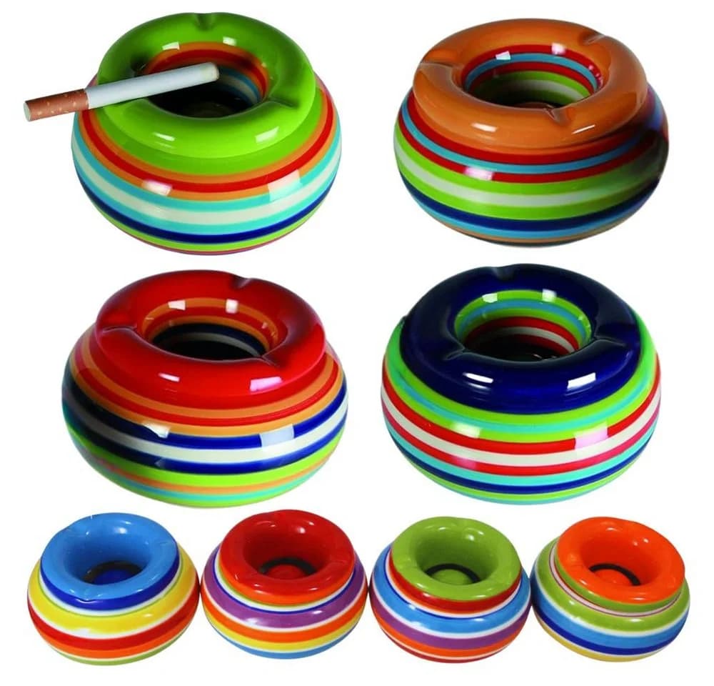 Riyashop Windaschenbecher Keramik Bunt Streifen mit Deckel