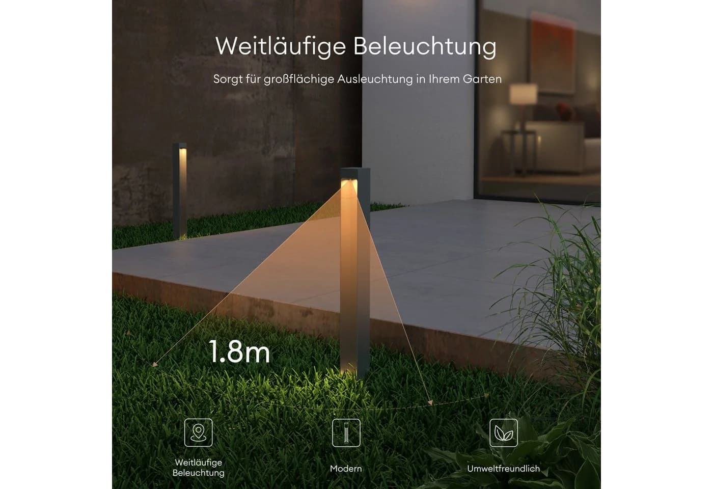 Mai & Mai LED Außen-Stehlampe Sandgrau dunkel IP65 Wegeleuchte - Bild 5