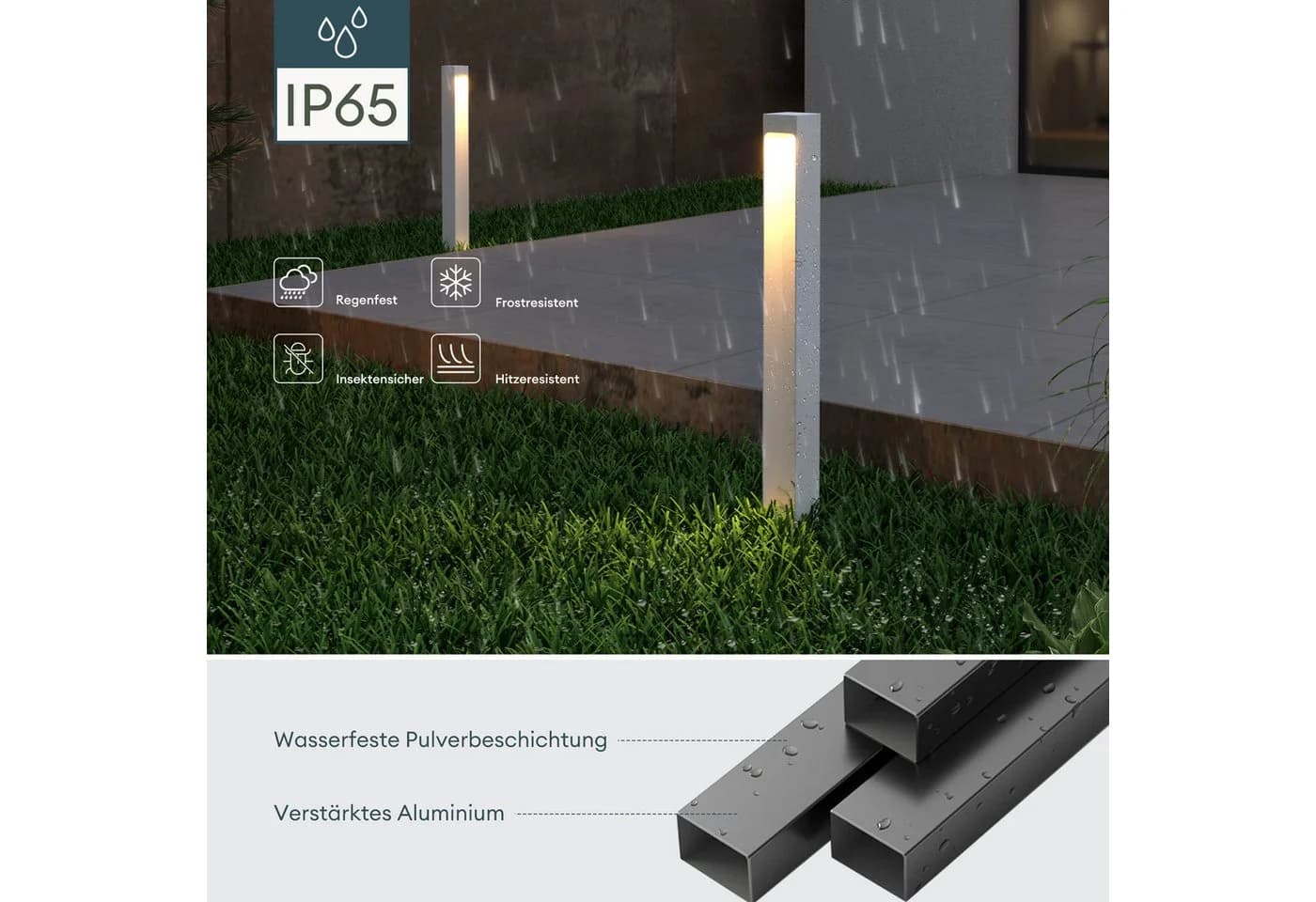 Mai & Mai LED Außen-Stehlampe Wegeleuchte IP65 Sandweiß 5W 3000K - Bild 4