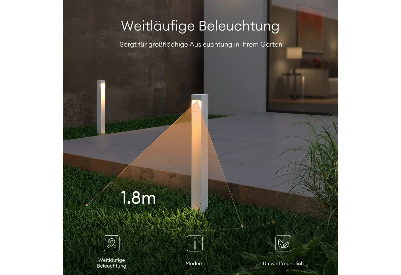 Mai & Mai LED Außen-Stehlampe Wegeleuchte IP65 Sandweiß 5W 3000K - Bild 5