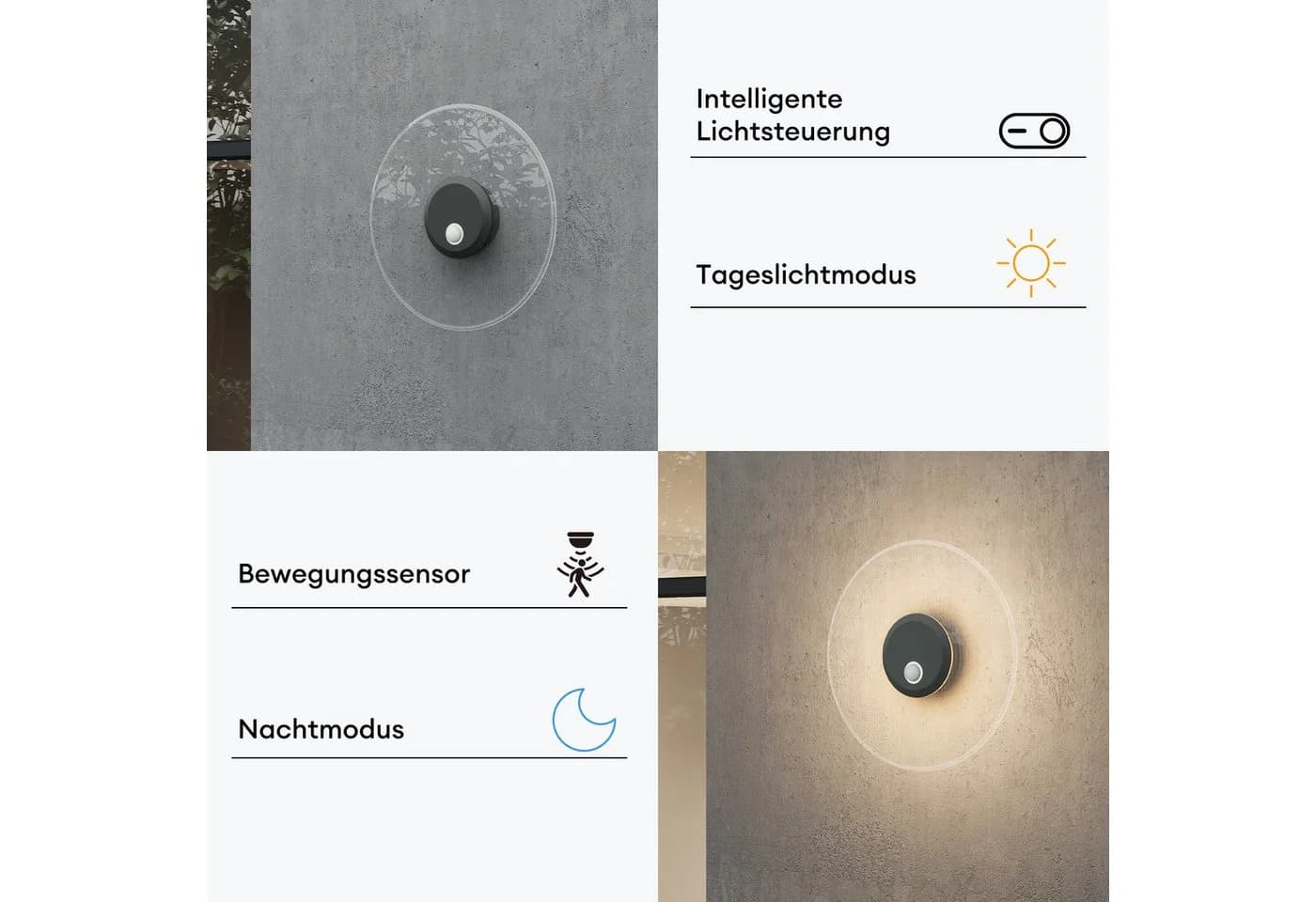 Mai & Mai LED Außen-Wandleuchte Luna Grau mit Bewegungsmelder - Bild 5